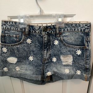 Forever 21 High Waisted Denim shorts with Flowers